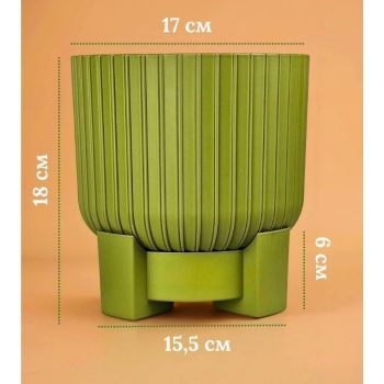 Кашпо пластм. "Торин" 3,3л d верха 175мм h 180мм с поддоном Папоротник 5 0802 PL *1/12