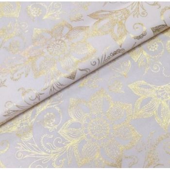 Клеёнка на тканевой основе "Монако" "Цветочный узор" Золото шир.1,37м GW-21814 "Great Way" *20