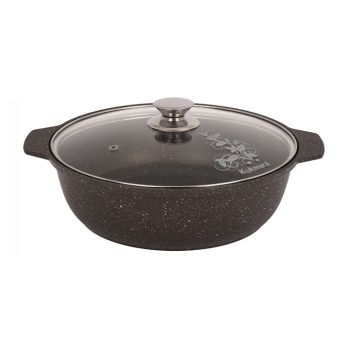 Кастрюля алюмин. антипригарная "Kukmara" "Мраморная" кофейн "жаровня" 3,0л Стекл.кр. жмк32а *1/5