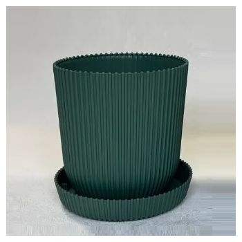 Кашпо пластм. "Gaufre" 2,4л d верха 155мм h155мм с поддоном Изумруд 803--16 (Tek.A.Tek) *1/20