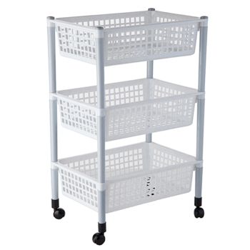 Этажерка пластм. 3 секции-лотка, на колесиках 700х440х310мм арт.960 ("Полимербыт") *1/2