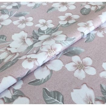 Клеёнка на тканевой основе "Style" "Яблоневый цвет" беж.-роз. фон шир.1,37м GW-21597 "Great Way" *20