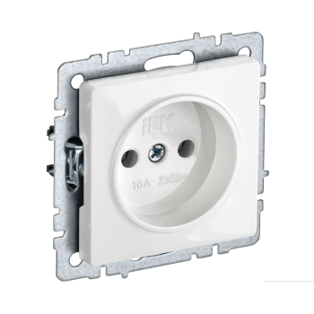 Механизм розетки "BRITE" 1-мест. белый без заземления 10А IEK BR-R10-10-K01  *10/100