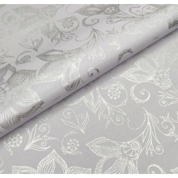 Клеёнка на тканевой основе "Монако" "Цветочный узор" Серебро шир.1,37м GW-21810 "Great Way" *20