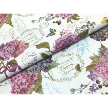Клеенка на нетканой основе "Флорина" "Гортензии" шир.1,37м GW-GW-21797 "Great Way" *20