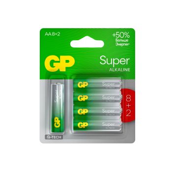 Элемент питания AA (LR06) GP Super Alkaline (блистер 8+2шт) 15AA218/2-2CRSBC10 *1/12/120