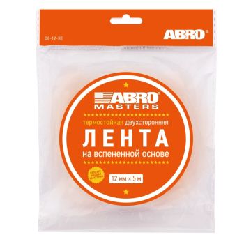 Лента клейкая двусторонняя на вспененной основе Термост. Белая 12мм х5м OE-12-R "ABRO" *1/750