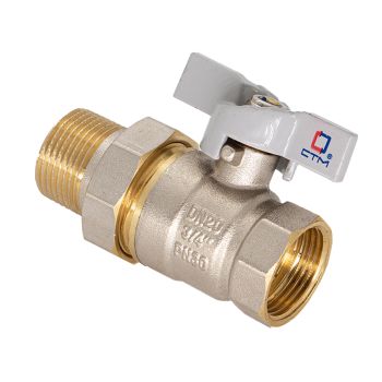 Кран шаровый 3/4" (Ø20) М/П бабочка с американкой СТМ (СТАНДАРТ) CWAFM034 (аналог ЗФ783) *1/15/90