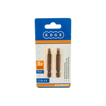 Бита шлицевая SL4.5х50мм (2шт) фрезерованная S2 хвостовик1/4"Е EDGE PATRIOT *1/20