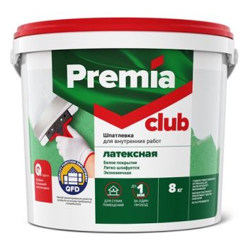 Шпатлевка латексная для внутренних работ 8 кг PREMIA CLUB * 2/80