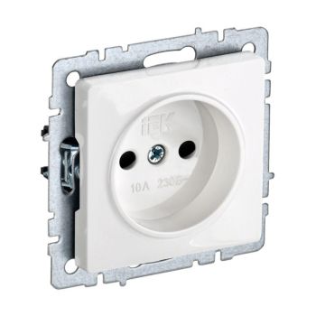 Механизм розетки "BRITE" 1-мест. белый без заземления 10А IEK BR-R10-10-K01  *10/100