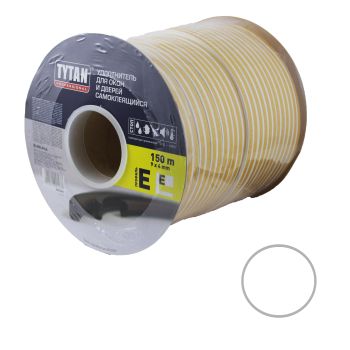 Уплотнитель для окон/дверей TYTAN E150 (75 п.м*2)  белый 91478 *75