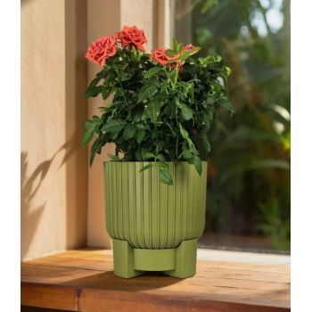 Кашпо пластм. "Торин" 5,2л d верха 205мм h 205мм с поддоном Папоротник 5 0809 PL *1/4