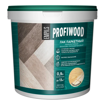 Лак водно-дисперсионный акриловый  паркетный глянцевый 0,9 кг/0,9л  PROFIWOOD *1/6/336