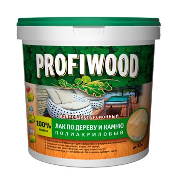 Лак акриловый для наружных и внутренних работ по дереву и камню 0,9 кг PROFIWOOD *1/6/588