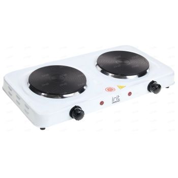 Электроплитка 2 конфорки 2000Вт диск, белая IRIT IR-8008 *1/5