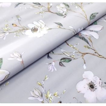 Клеенка на тканевой основе "Print" "Яблоневый цвет" серый фрн шир.1,37м GW-21399 "Great Way" *20