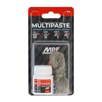 Комплект паста уплотнительная универсальная (вода, газ, 25г) MULTIPASTE + лён Premium, МР туба *5/80