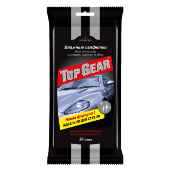 Салфетки влажные №30  для стекол, зеркал, фар арт.48038 Top Gear *32
