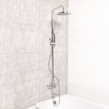 Смеситель д/ванны со стойкой для душа + ручной и тропический душ GROSS AQUA GA9005SMD01 *1