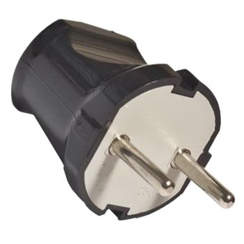 Вилка прямая б/з 6А 250В черная TDM SQ1806-0002  *10/50/500