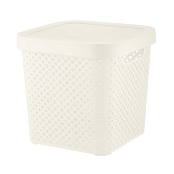 Корзина для хранения пластм. "Stockholm" 310х310х300мм с Крышкой Молочный туман PT500801048 *1/8