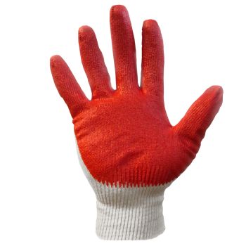 Перчатки ХБ с латекс один облив 13кл 4нит 40гр бел/крас (517Р) Ladoni  *10/300/600