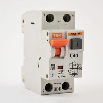 Авт.выкл. диф.тока TDM АВДТ 63 С40 30мА SQ0202-0006   *1/6