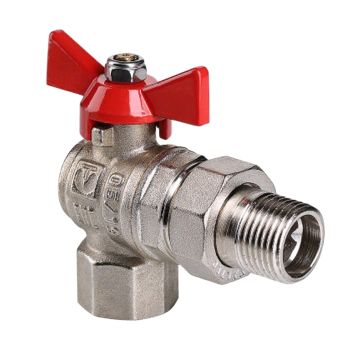 Кран шаровый 1/2" (Ø15) М/П бабочка с американкой угловой Valtec (BASE) 228 *1/8