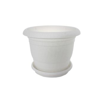 Кашпо пластм. "Toprak"  1,8л d верха 170мм h140мм с поддоном Мрамор А5210мр(Копейск)   *1/40