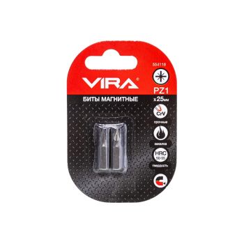 Бита крестовая PZ1х25мм (2шт) магнитная CR-V хвостовик1/4"С (554116) VIRA *1