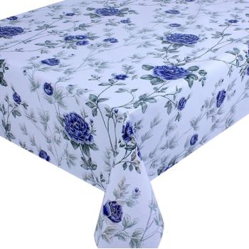 Клеёнка на тканевой основе "Viva" "Цветы синие" с глиттером шир.1,4м *20