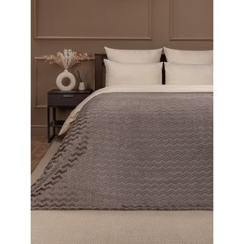 Плед 200*220см фланель жаккард зигзаг коричневый  TF FNZ BR2 011/2022 NC Absolute *1