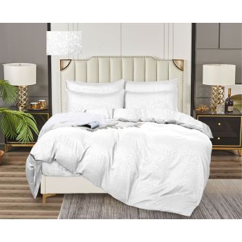 Постельное белье евро бамбук жаккрад Орхидея белый, наволочки 70*70см - 2шт *1