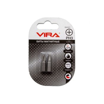 Бита крестовая PH3х25мм (2шт) магнитная CR-V хвостовик1/4"С (554121) VIRA *1