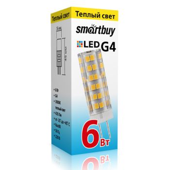 Лампа светодиодная капсульная 6W-220V G4 3К теплый Smartbuy *10/100/500