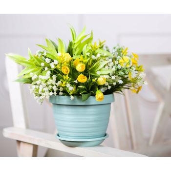 Кашпо пластм. "Толедо" 3,0л d верха 200мм h 150мм с поддоном Мятный 5 0432 PL *1/19