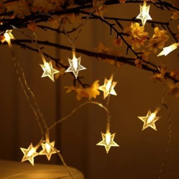 Гирлянда Занавес 1,2м*1,3м 64LED теплый белый Звездочки прозр.нить ENIZ-64W ЭРА Б0051876 *1/24
