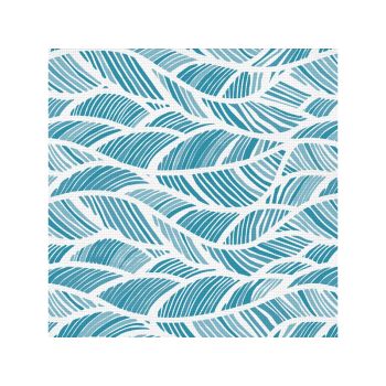 Коврик для ванной ПВХ шир. 65см х12м "V-line" Фотопечать 7107 leaves-blue "Листья голубые" *12