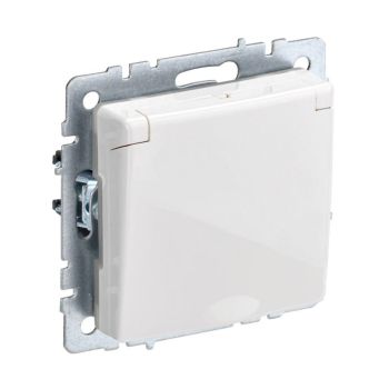 Механизм розетки "BRITE" 1-мест. белый с заземл крышка з/ш IP44 16А IEK BR-R16-16-44-K01 *10/100