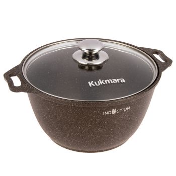 Кастрюля алюм. литая а/приг. Kukmara "Marble Induction" Мрам.коф. 4,0л Ст.кр. кмки42а *1/3