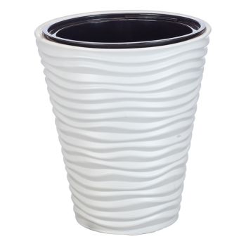 Кашпо пластм. "Дюна" высокое 19,5л d верха 340мм h385мм со вставкой 9л Белое М3401 ("М-Пластика") *1