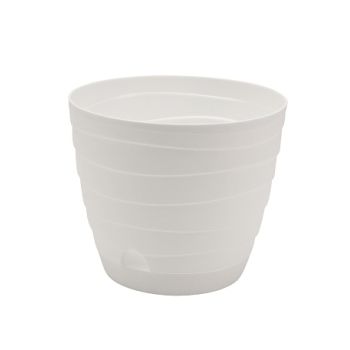 Кашпо пластм. "Бриз" 2,7л d верха 184мм h154мм с поддоном, прикорн.поливом Белый *1/10