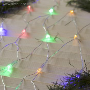 Гирлянда Сеть 1,6м*1,6м 144LED мульти  8 режимов прозрачная нить 220V IP20 1585744  *1/80