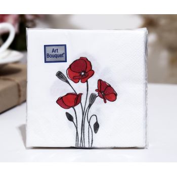 Салфетки бумажные 2сл 20*20см 30шт Арт Букет Маки *26
