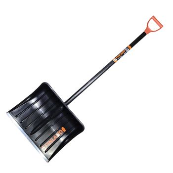 Лопата снегоуб пластик 500*390 с планкой дерев. черенком, пласт. ручкой "FINLAND" (арт.1358-Ч)  *1