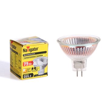 Лампа накаливания галогенная 75W-230V GU5,3 JCDR Navigator 94207 *10/200