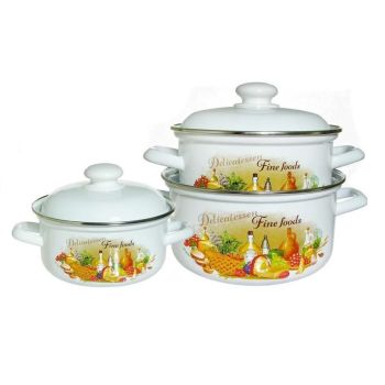 Набор кастрюль эмалированных: 1,5л+2,0л+3,0л рис. "Италия" С-124АП2/4 "Лысьвенские ЭМАЛИ" *1