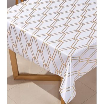 Клеёнка на тканевой основе "Prima Diva" "Золотое плетение" на белом шир.1,37м NL-6045DB *20