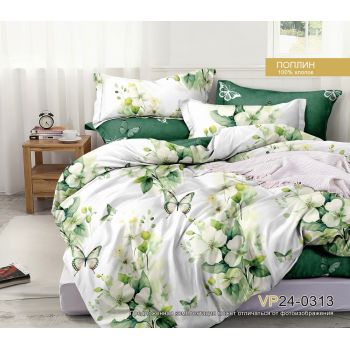 Постельное белье 1,5сп поплин на резинке Орхидея VP24-0313, наволочки 70*70 - 2шт *1/4
